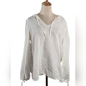 Mimi Maternity Linen White Hooded Top